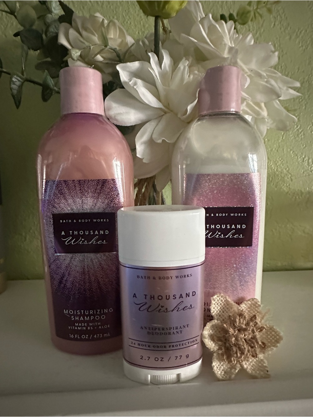 NEW BBW A Thousand Wishes Moisturizing Shampoo & Conditioner & Deodorant set